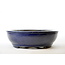 Oval blue glazed Senzan pot - 490 x 370 x 110 mm