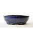 Ovale blauw geglazuurde Senzan-pot - 490 x 370 x 110 mm