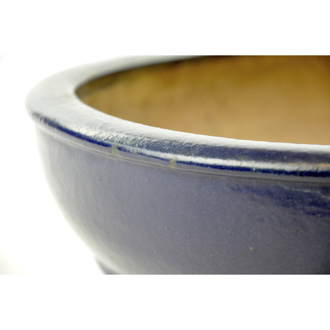 Vaso Senzan smaltato blu ovale - 490 x 370 x 110 mm