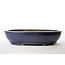 Oval blue glazed Senzan pot - 490 x 370 x 110 mm