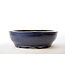 Oval blue glazed Senzan pot - 490 x 370 x 110 mm