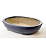 Oval blue glazed Senzan pot - 490 x 370 x 110 mm