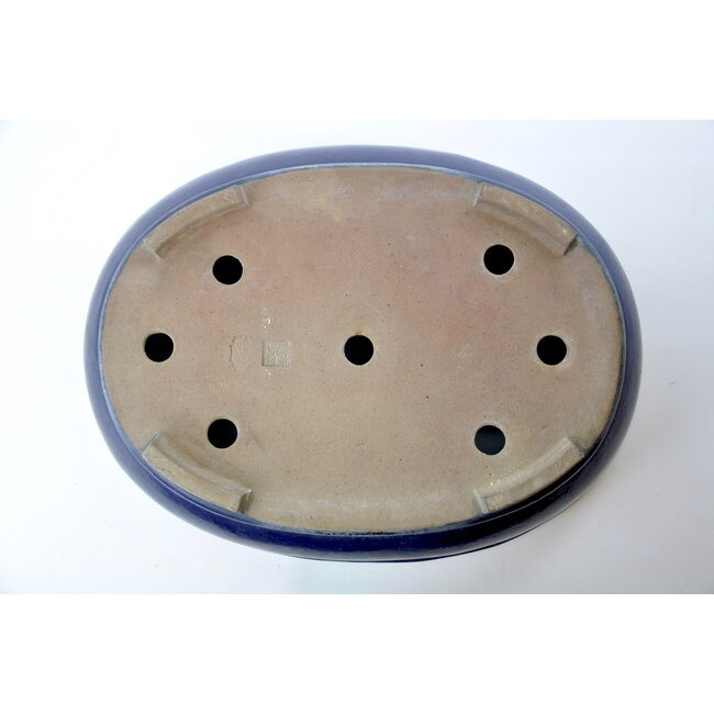 Maceta Senzan acristalada oval azul - 490 x 370 x 110 mm
