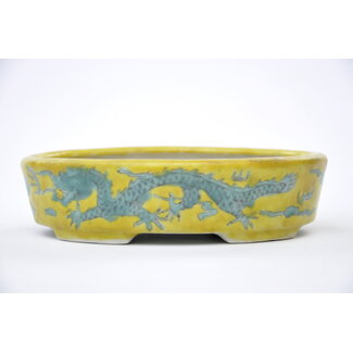 Other China Oval hand-painted yellow glazed  pot - 150 mm