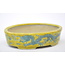 Oval hand-painted yellow glazed  pot - 150 x 112 x 40 mm