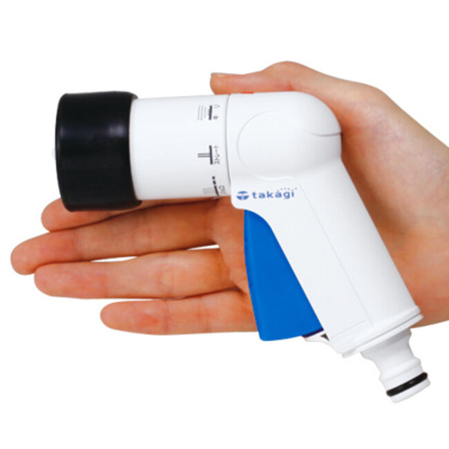 Compact sprayer by Takagi, 4 watering patterns, made of plastic - Dimensions: 100 x 43 x 160 mm