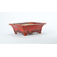 Rectangular red Sharaku pot - 183 x 152 x 60 mm