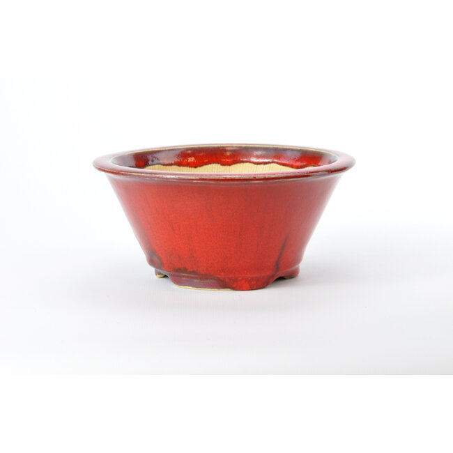 Pot rond Sharaku rouge - 160 x 160 x 72 mm