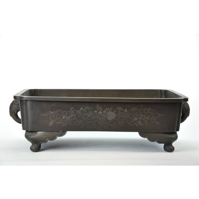 Rectangular bronze suiban - 455 x 305 x 150 mm