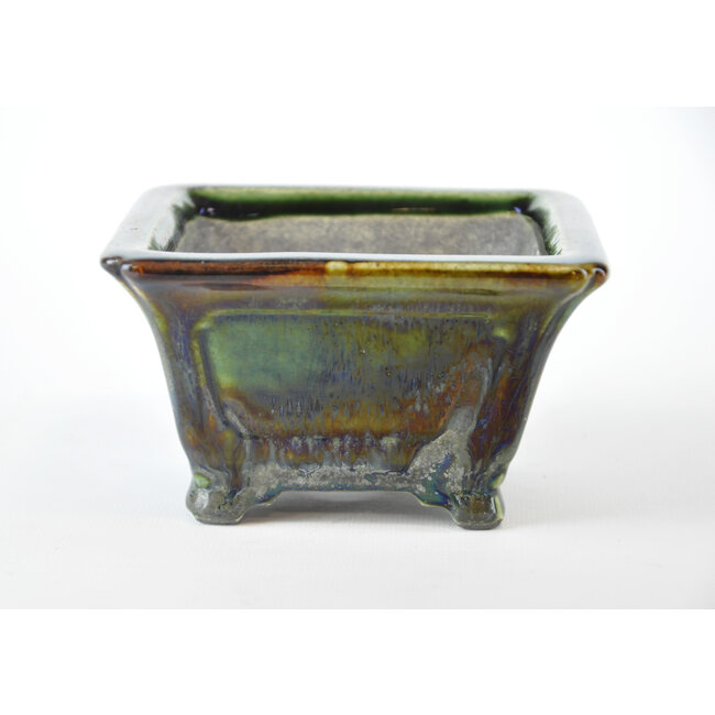 Square multicolor Terahata Satomi Mazan pot - 123 x 123 x 75 mm