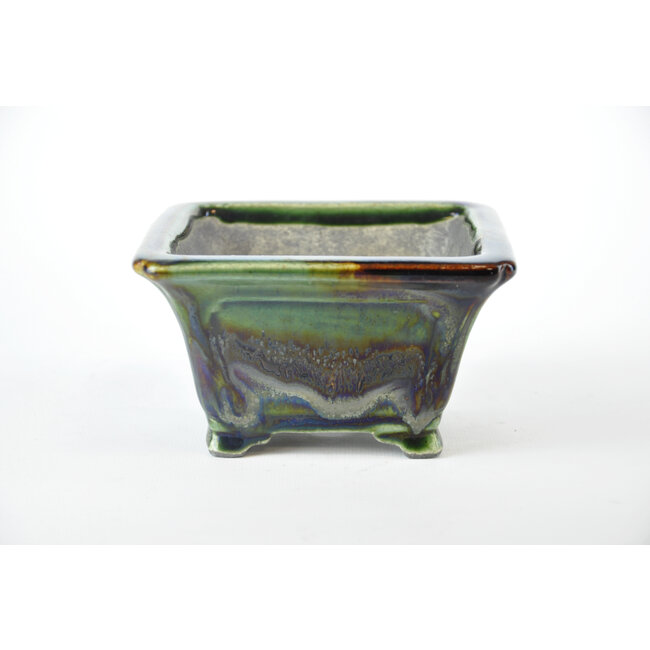 Square multicolor Terahata Satomi Mazan pot - 123 x 123 x 75 mm