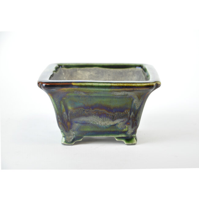 Square multicolor Terahata Satomi Mazan pot - 123 x 123 x 75 mm