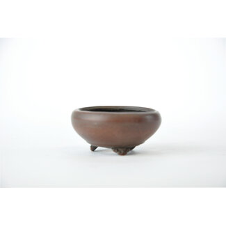 Bigei - Hirata Atsumi 50 mm round unglazed bonsai pot by Bigei from Tokoname