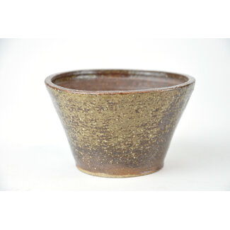 Bonsai 95 mm round brown bonsai pot by Bonsa, Tokoname, Japan