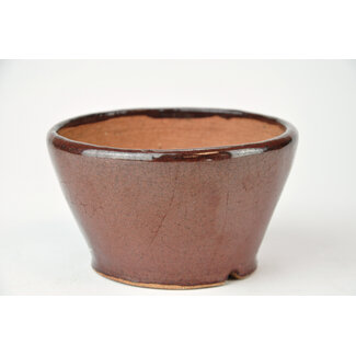 Bonsai 95 mm round brown bonsai pot by Bonsa, Tokoname, Japan