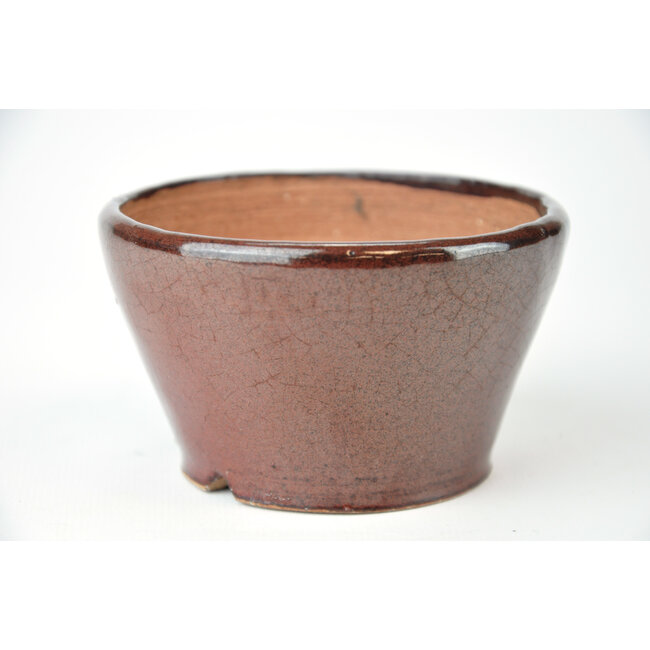 Ronde bruine Bonsa pot - 95 x 93 x 50 mm