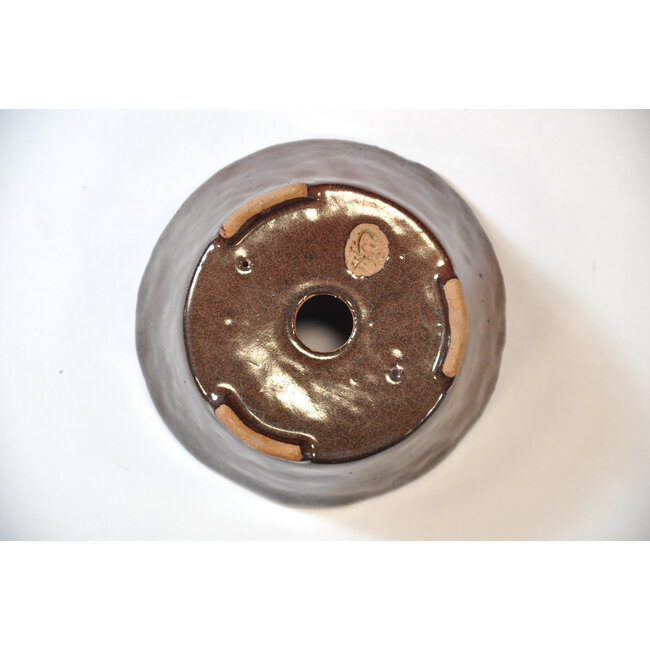 Round brown Bonsa pot - 110 x 107 x 50 mm