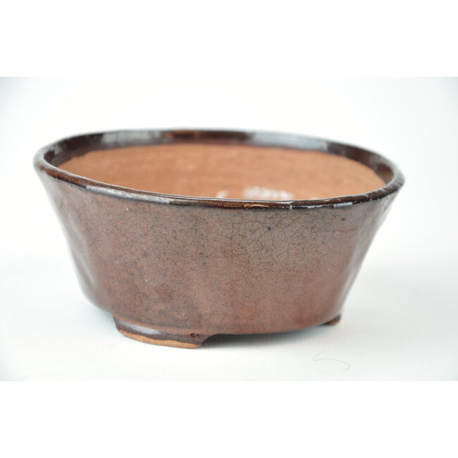 Round brown Bonsa pot - 110 x 107 x 50 mm