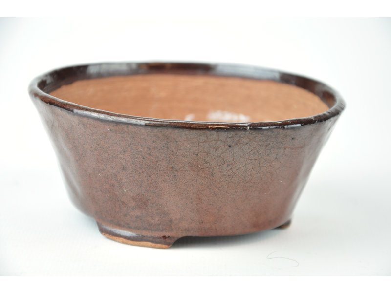 Runder brauner handgemachter Topf von Bonsa aus Tokoname in Japan