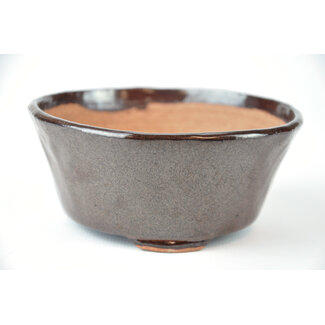 Bonsai 110 mm round brown bonsai pot by Bonsa, Tokoname, Japan