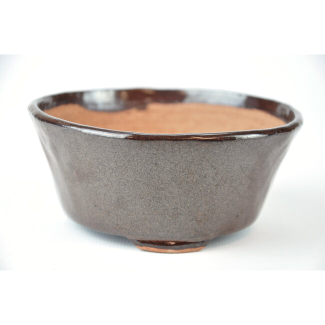 Round brown Bonsa pot - 110 x 107 x 50 mm