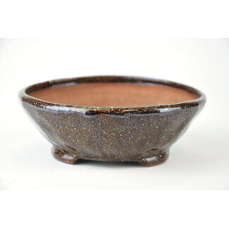 Bonsai 116 mm round brown bonsai pot by Bonsa, Tokoname, Japan