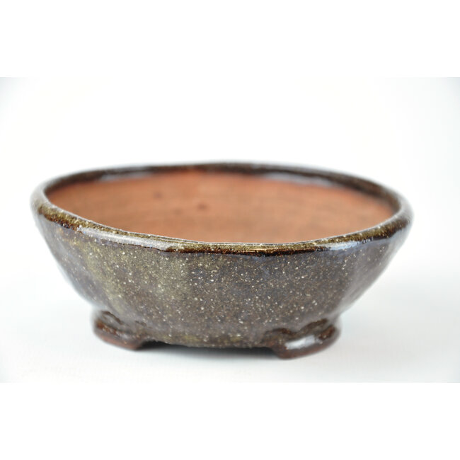 Ronde bruine Bonsa-pot - 116 x 114 x 40 mm