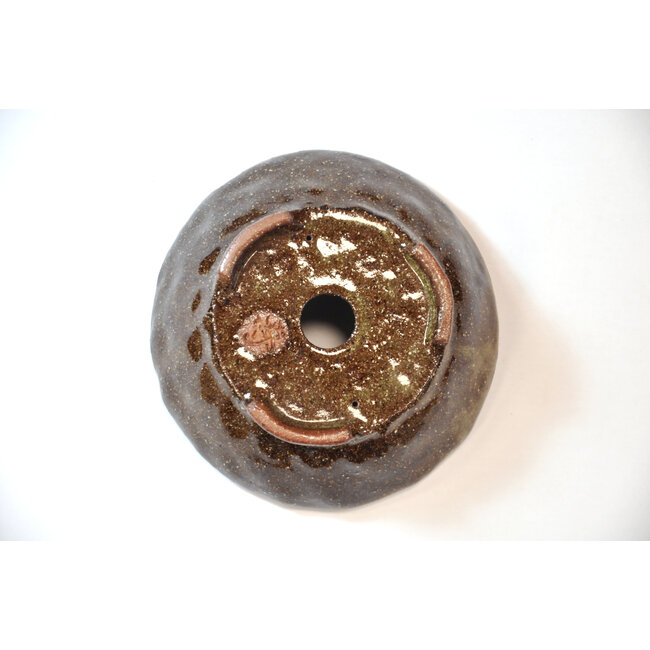 Runder brauner Bonsa-Topf - 116 x 114 x 40 mm