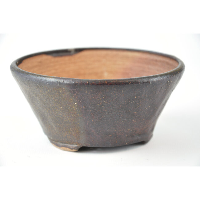 Runder brauner Bonsa-Topf - 117 x 120 x 55 mm