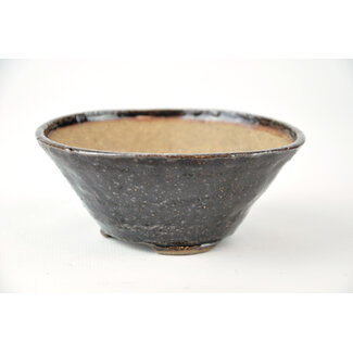 Bonsai 102 mm round brown bonsai pot by Bonsa, Tokoname, Japan