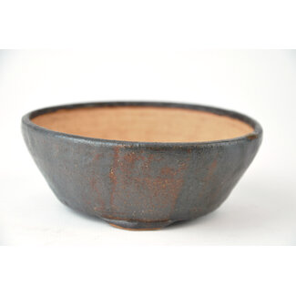 Bonsai 109 mm round brown bonsai pot by Bonsa, Tokoname, Japan