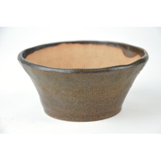 Bonsai 102 mm round brown bonsai pot by Bonsa, Tokoname, Japan