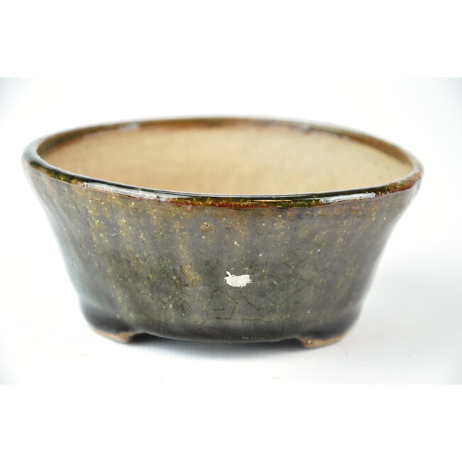 Ronde groene Bonsa-pot - 102 x 107 x 45 mm