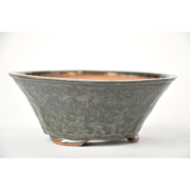 Round green Bonsa pot - 122 x 120 x 50 mm