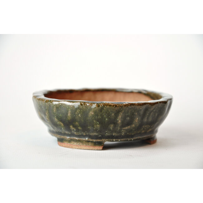 Ronde groene Bonsa-pot - 100 x 103 x 35 mm