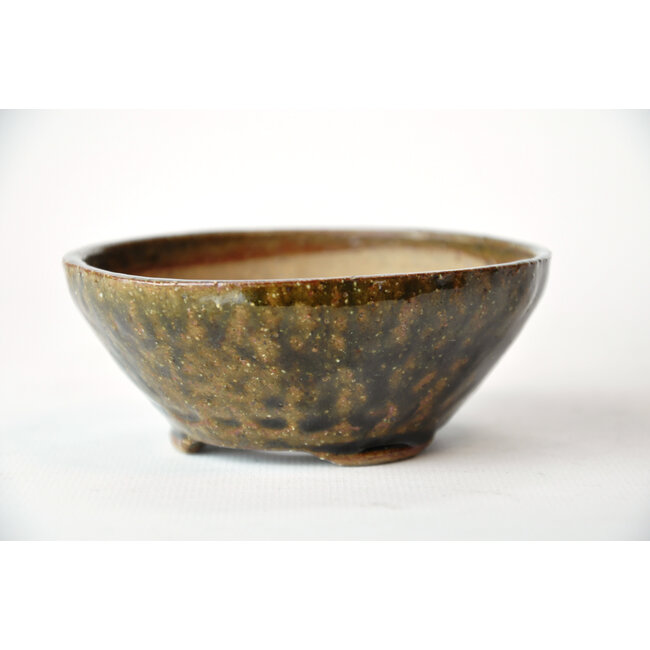 Ronde groene Bonsa-pot - 96 x 99 x 40 mm