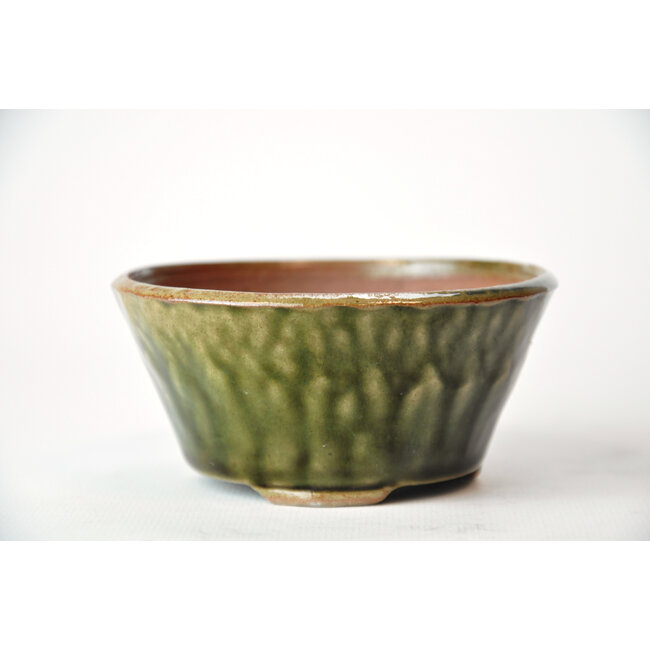 Round green Bonsa pot - 100 x 99 x 50 mm