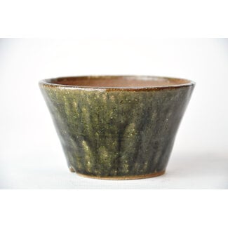 Bonsai Vaso per bonsai verde rotondo da 95 mm di Bonsa, Tokoname, Giappone