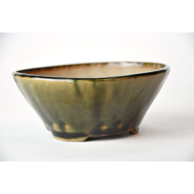 Ronde groene Bonsa-pot - 110 x 149 x 45 mm