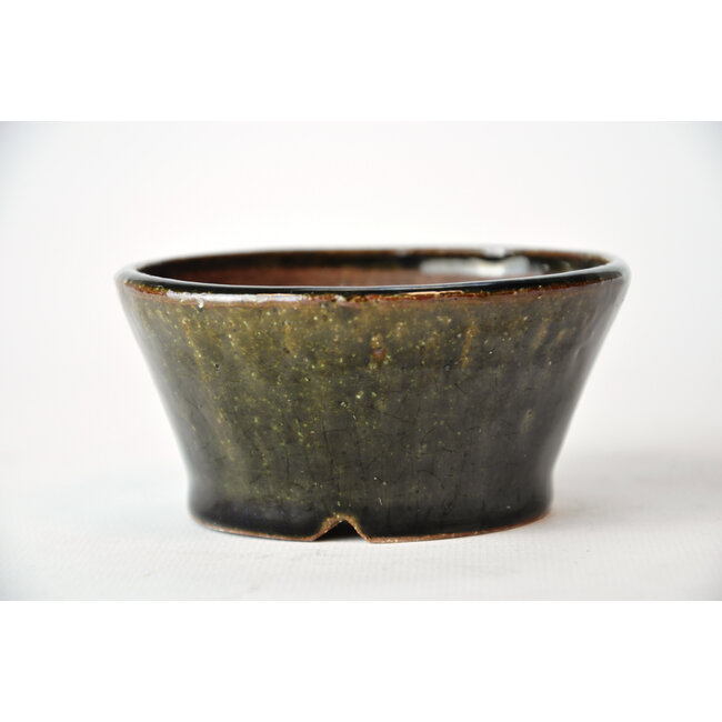 Round green Bonsa pot - 97 x 95 x 45 mm