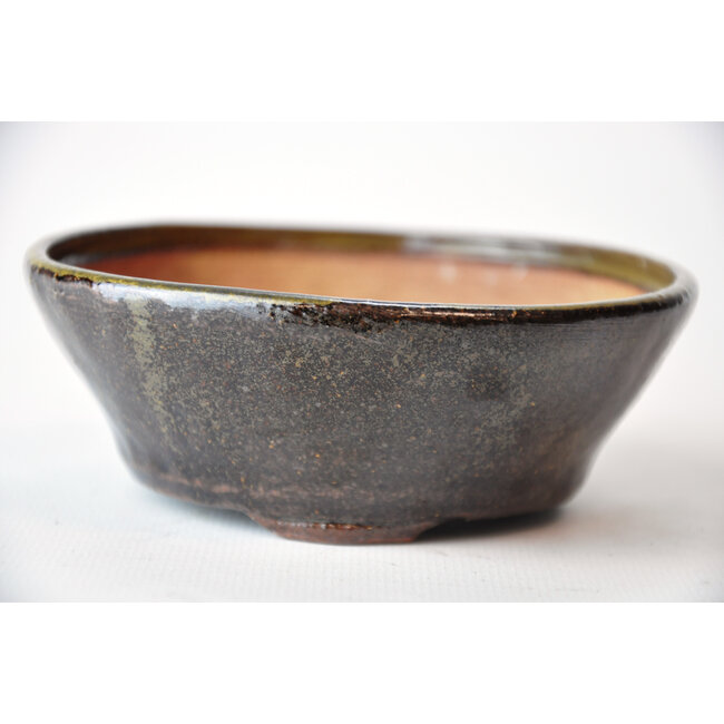 Maceta redondo de oro y marrón Bonsa - 117 x 115 x 40 mm