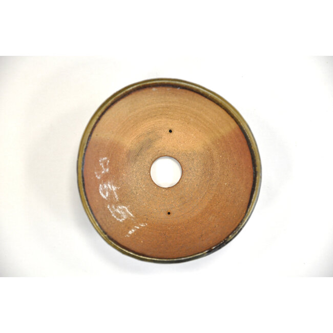 Round gold and brown Bonsa pot - 117 x 115 x 40 mm