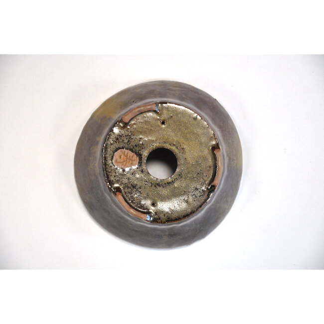 Runder Bonsa-Topf in Gold und Braun - 117 x 115 x 40 mm