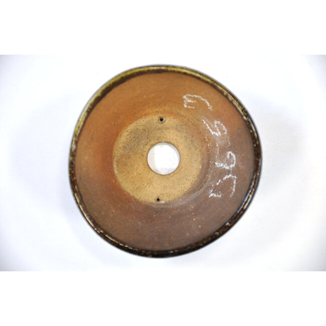 Runder Bonsa-Topf in Gold und Braun - 100 x 104 x 45 mm