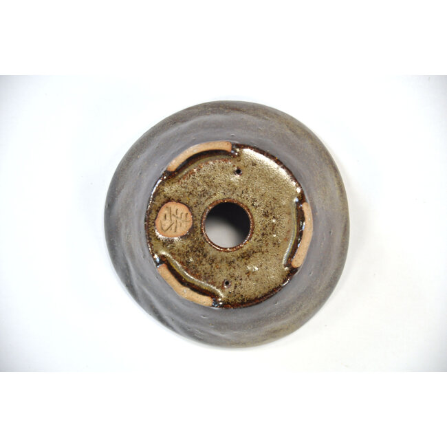 Pot rond Bonsa en or et marron - 100 x 104 x 45 mm