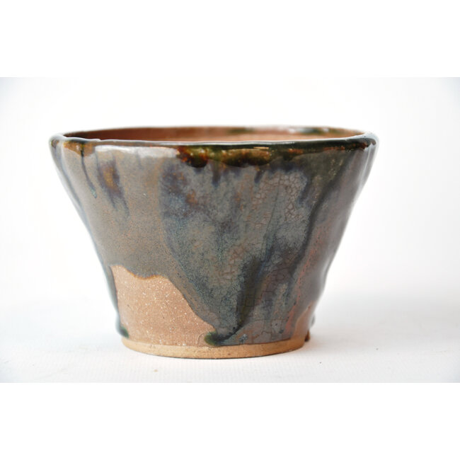 Vaso bonsa rotondo verde e marrone - 115 x 113 x 70 mm