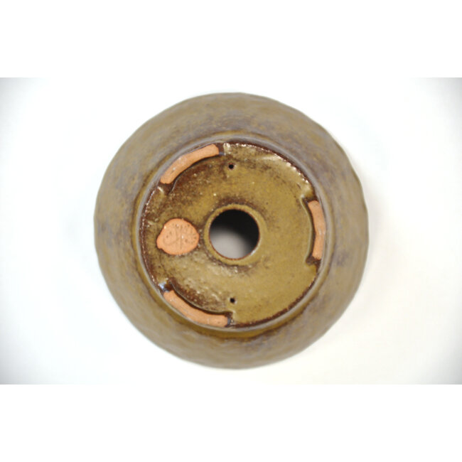 Round golden Bonsa pot - 117 x 117 x 50 mm