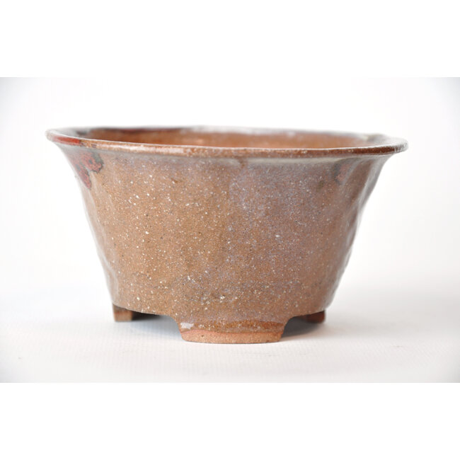 Ronde bruine en lila-achtige beige Bonsa-pot - 117 x 116 x 60 mm