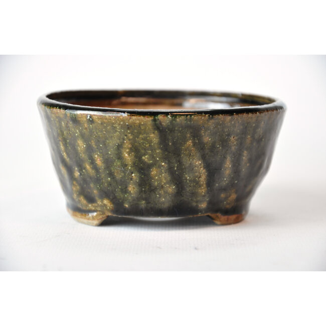 Round green Bonsa pot - 100 x 100 x 50 mm