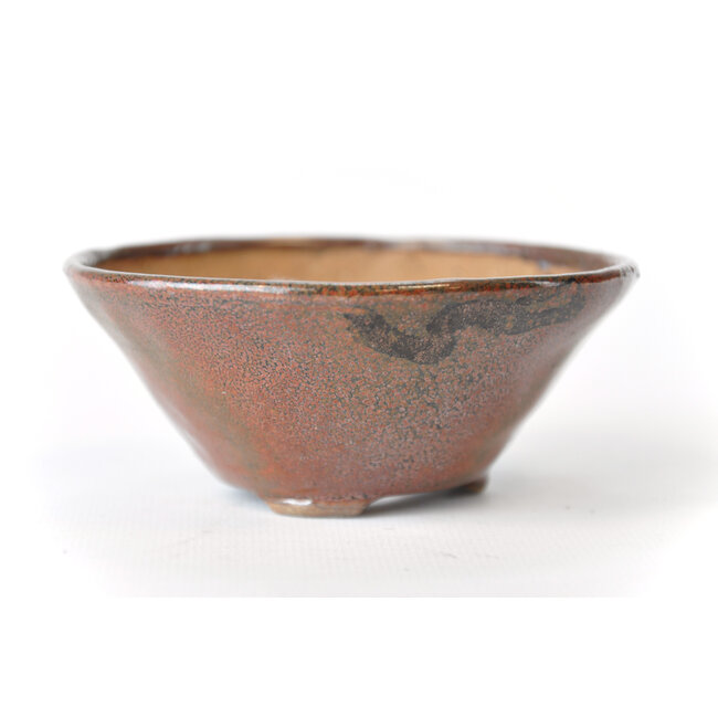 Runder rotbrauner und schwarzer Bonsa-Topf - 100 x 100 x 40 mm